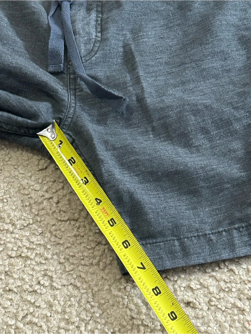 John Varvatos Shorts Mens 33 7" Inseam Dark Gray Chino Linen Blend Drawstring - Picture 7 of 9